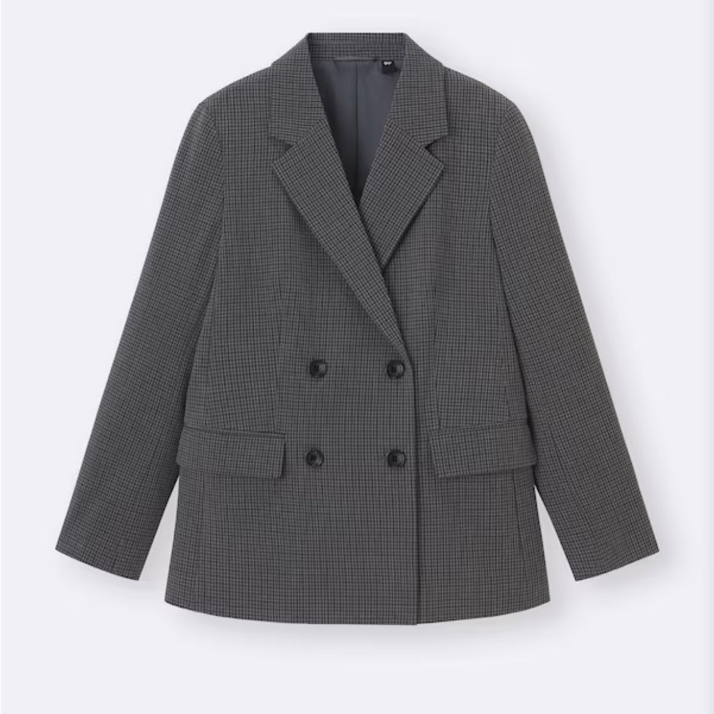 Classic Charcoal Double-Breasted Blazer